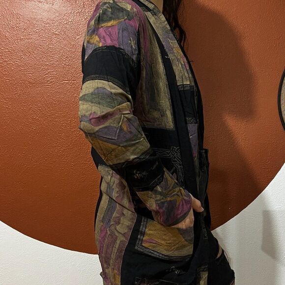 vtg 80s Blazer Oversized Colorful Abstract Artsy Medium patchwork look new wave - Picture 7 of 9